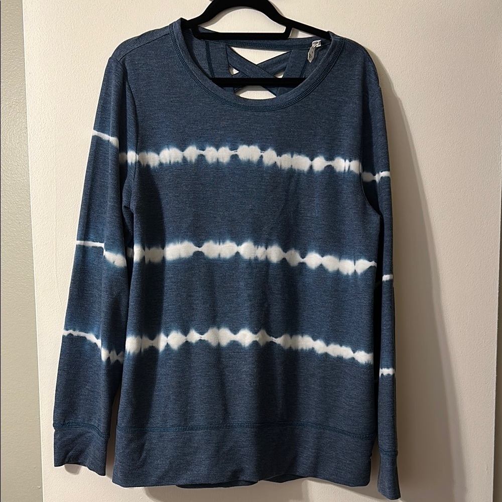 Ideology Tie-Dye Lattice Back Top in Blue